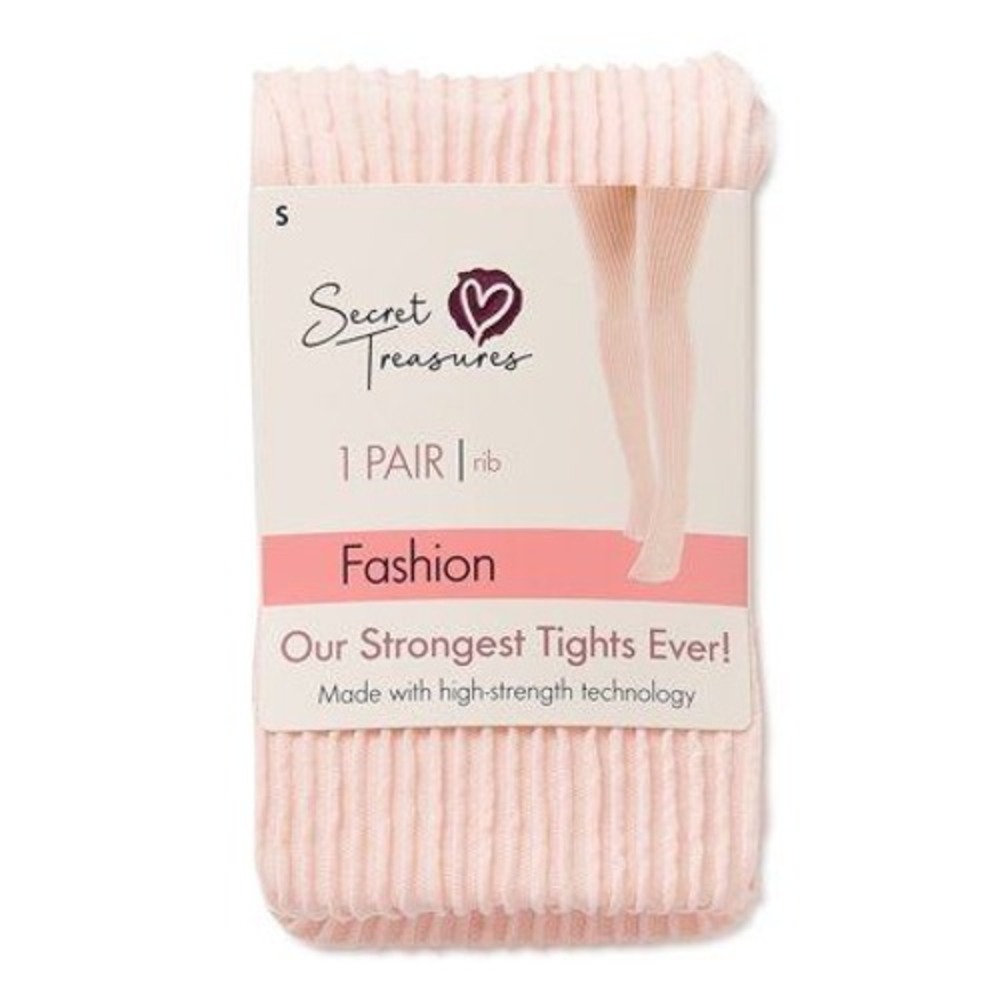 Secret Treasures Rib Tights Women S Pink NWT High Strength Ribbed Hosiery